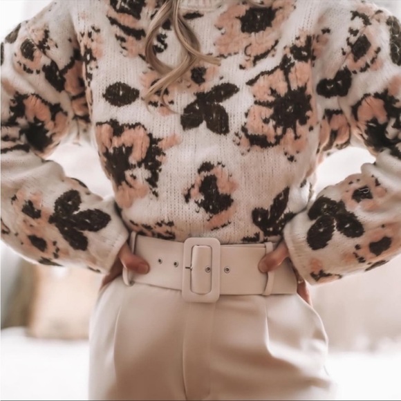 ZARA FLORAL JACQUARD KNIT SWEATER - Picture 8 of 9